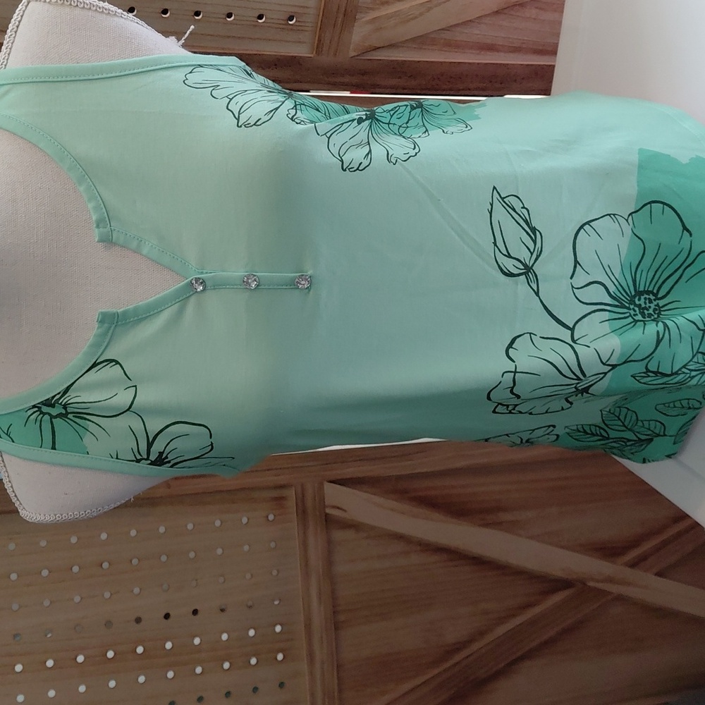 Floral Green Sleeveless Top